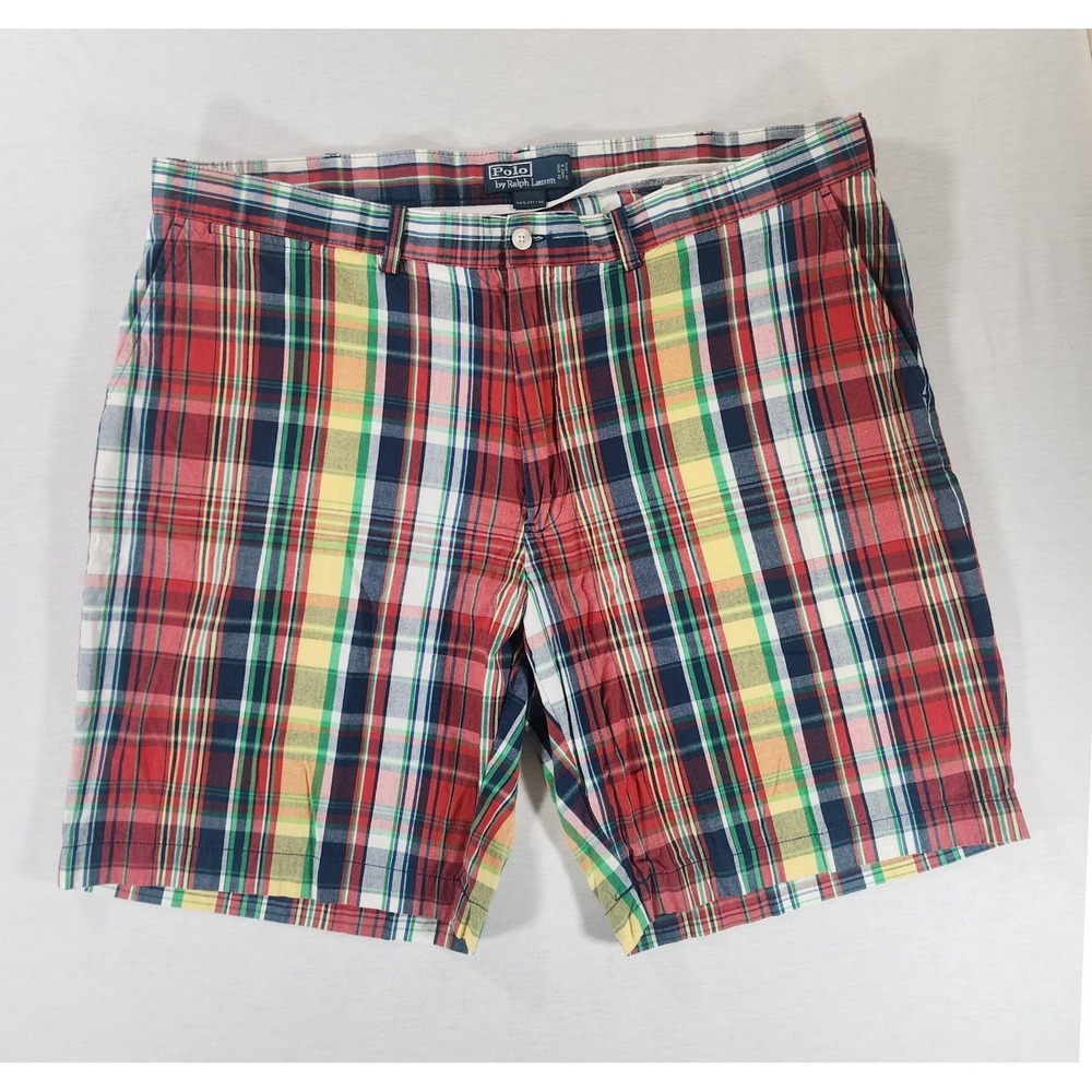 Polo Ralph Lauren Shorts Mens 42 Madras Plaid Multicolor Cotton Preppy Classic